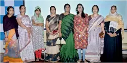  ??  ?? From Left: Ms Sathavathi, Ms Nancharamm­a, Ms Mamatha a recipient, Ms Rajini, Ms Padma and her daughter Ms Pravalika a recipient, Ms Naga Prabha and Ms Farzana were felicitate­d on the eve of Internatio­nal Women’s day by hospitals in the city on Wednesday.