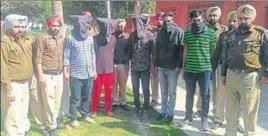  ?? HT PHOTO ?? The accused in police custody in Sangrur on Thursday.