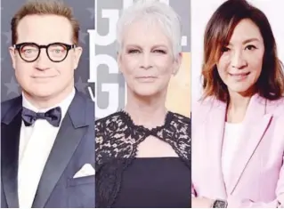  ?? ?? ▮ Brendan Fraser, Jamie Lee Curtis y Michelle Yeoh, nominados al Oscar 2023.