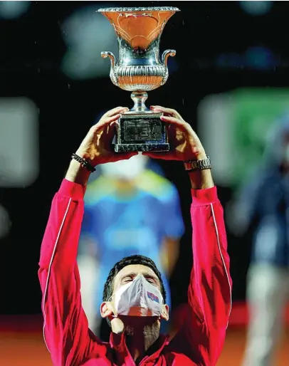  ?? EFE ?? Djokovic admitió que no ha «jugado su mejor tenis en Roma», pero ha ganado el torneo
