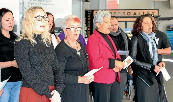  ?? SUPPLIED ?? The TDHB waiata group (L-R) Olivia Ratana-Walkinton, Eloise Pollard, Jenny James, Jill Nicholls, Fran Davey, Rawiri Eriksen and Marnie Reinfelds.