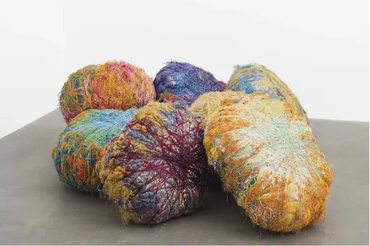  ??  ?? 7. Grand Boules, 2009, Sheila Hicks, linen, cotton, synthetic raffia, metallic fibre, dimensions variable