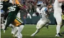  ?? ?? Detroit Lions running back David Montgomery (5) tries to elude Green Bay Packers safety Darnell Savage (26) during the second half of Thursday’s game. Photograph: Morry Gash/AP