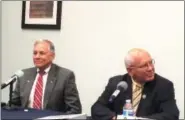  ?? FILE PHOTO ?? Joe Vitollo, left, the challenger for the 20th Congressio­nal seat and incumbent, Rep. Paul Tonko, right, at a recent League of Women Voters candidates’ forum in Clifton Park.