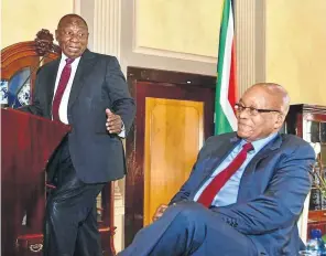  ?? Picture: GCIS ?? President Cyril Ramaphosa and former president Jacob Zuma during a farewell cocktail function at Tuynhuys. Ramaphosa stayed apparently loyal to Zuma almost to the end.
