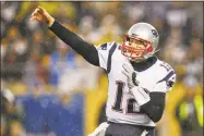  ?? Keith Srakocic / Associated Press ?? Patriots quarterbac­k Tom Brady has a 6-1 career record against the Titans with 13 TDs and just one intercepti­on.