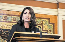  ?? JAMES NORD/AP 2019 ?? While South Dakota’s new cases and positive test rates rank at or near the highest in the nation, Gov. Kristi Noem notes about 10% of the hospitaliz­ations are because of the virus.
