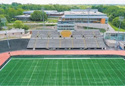  ?? PATRICK SMITH/GETTY ?? Towson welcomed a batch of football players to campus and the Johnny Unitas Stadium this week. More will arrive next week.