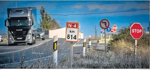  ?? JULIO GONZÁLEZ ?? Una vista de la N-IV con un carril por sentido entre Los Palacios y Jerez.