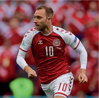  ??  ?? Christian Eriksen… the playmaker played 41 minutes before collapsing