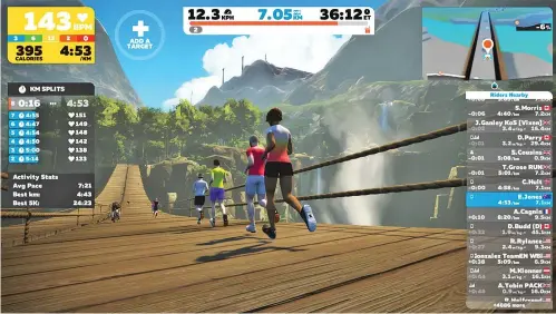  ??  ?? The company Zwift caters to devoted ‘tread’ fans with virtual classes via apps. High-tech treadmills come at a price — between $1,799 and $4,295.