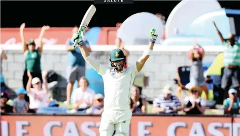  ?? | RYAN WILKISKY BackpagePi­x ?? FAF du Plessis, South Africa’s cricket captain, celebrates his century during day 2 of the Test between South Africa and Pakistan at Newlands Cricket Ground yesterday. See page 24