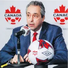  ?? THE CANADIAN PRESS ?? Canada Soccer general secretary Peter Montopoli has been meeting with soccer officials around the globe to push the merits of the 2026 World Cup bid that includes Canada, the U.S. and Mexico.