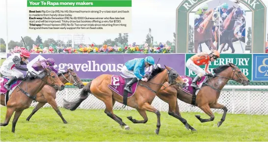  ?? Photo / Race Images South ?? Michael Coleman salutes as Media Sensation wins the 1000 Guineas (1600m) at Riccarton last November.