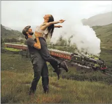  ??  ?? Above left: Silke and Kieran camped at Kinlochlev­en during their trek to Skye. Above: The couple stopped off in Glenfinnan to see the Jacobite steam train and set up one of their body positivity photo shoots.