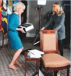  ?? Twitter ?? Lesley Stahl ( left) with White House Press Secretary Kayleigh McEnany before the interview with Trump.