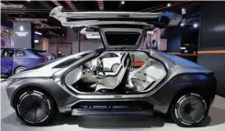  ??  ?? SHANGHAI: A Singulato Concept car is displayed during the first day of the 17th Shanghai Internatio­nal Automobile Industry Exhibition yesterday. Global automakers unveiled new SUVs, electric vehicles, and futuristic concept cars at the Shanghai Auto...