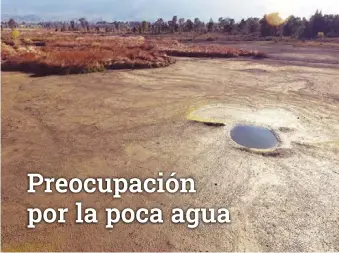  ??  ?? El humedal del Parque Sarmiento, en Zonda, se encuentra con poca agua. Afirman que es porque habilitaro­n la batería de pozos para abastecer a otros sectores.