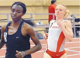  ?? JIM THOMPSON/JOURNAL ?? New Mexico’s Sophie Connor, right, runs just behind pacesettin­g teammate (running unattached) Ednah Kurgat during her win in the women’s mile.