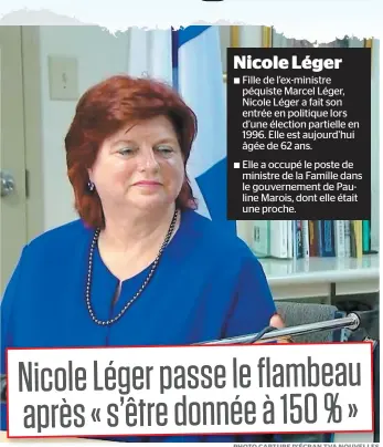  ?? PHOTO CAPTURE D’ÉCRAN TVA NOUVELLES ?? Nicole Léger a annoncé qu’elle quittait le PQ à son bureau de comté à Montréal.