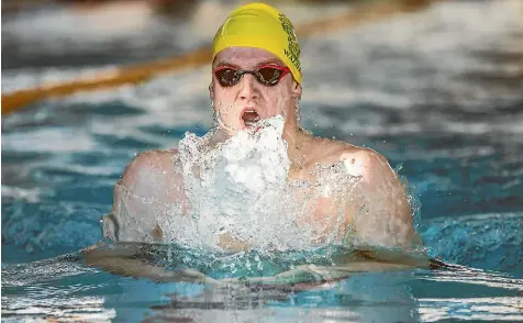  ?? RICKY WILSON/STUFF ?? Sam McKenzie, pictured in action at the Tasman schools champs, has been voted Nelson Marlboroug­h swimmer of the year for the third time.