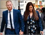  ??  ?? AFFRAY CHARGE: Ben Stokes and his wife Clare outside Bristol Crown Court on Friday