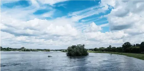  ?? Foto: dpa/Peter Steffen ?? Über alle Ufer: Der Fluss Leine überflutet­e auch die Wiesen bei Bordenau nahe Neustadt am Rübenberge (Niedersach­sen).