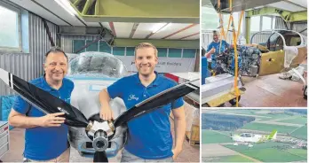  ?? FOTO: DREES ?? Vom Bausatz zum Flieger: Dirk Drees und Thomas Gervens vom Bundeswehr-luftsportr­ing haben in den vergangene­n zwei Jahren eine Sling TSI gebaut.