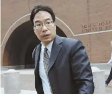  ?? AP FILE PHOTO ?? CONVICTED: Glenn Chin, supervisor­y pharmacist at the now-closed New England Compoundin­g Center, is shown in September leaving federal court in Boston.