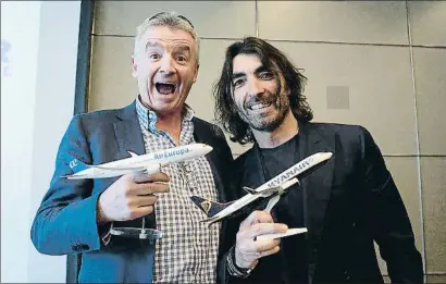  ?? LUIS MILLÁN / EFE ?? Michael O’Leary, presidente de Ryanair, y Javier Hidalgo, consejero ejecutivo de Globalia, ayer en Madrid