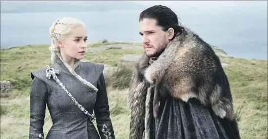  ?? Helen Sloan HBO ?? EMILIA CLARKE and Kit Harington in two-time drama winner “Game of Thrones.” But the series would face formidable competitio­n in the category this year.