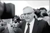 ?? ASSOCIATED PRESS ?? FORMER SHERIFF JOE ARPAIO LEAVES THE FEDERAL COURTHOUSE on Thursday in Phoenix. The former Maricopa County sheriff’s criminal trial concluded Thursday. Arpaio is charged with misdemeano­r contempt of court for violating a 2011 order to stop the patrols...