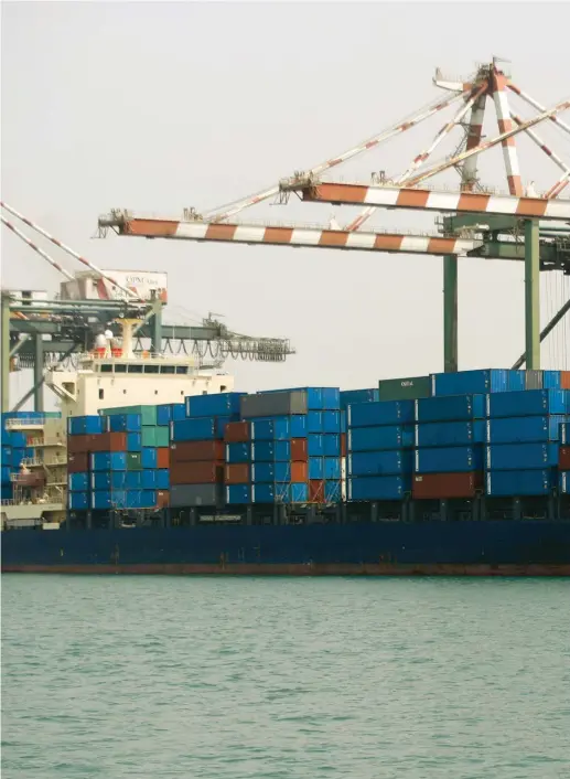  ??  ?? A SHIP docks at the Yemeni port of Hodeidah near the Bab al-Mandab straits.