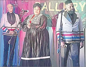  ?? ?? The Three Afro Ternors, who were one man down brought along Soprano vocalist Bongiwe Madlala (C).