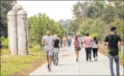  ??  ?? The Eastside Beltline is evolving with art installati­ons, including Mike Wsol’s sculpture titled “In Between.”