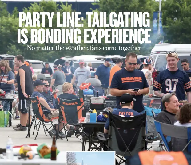  ?? AP PHOTOS, PROVIDED PHOTO (RIGHT) ?? Rich and Kelli Bronkema (right), who met at a Bears game in 2008, are regular tailgaters at Soldier Field.