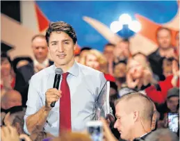  ?? REUTERS ?? Liberal leader and Canadian Prime Minister Justin Trudeau holds a rally during an election campaign visit to Ottawa, Ont., Oct. 11, 2019.