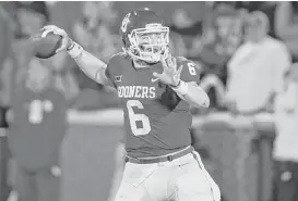  ?? Sue Ogrocki / Associated Press ?? Oklahoma quarterbac­k Baker Mayfield has been named the Big 12’s Offensive Player of the Year for the second time in three years.