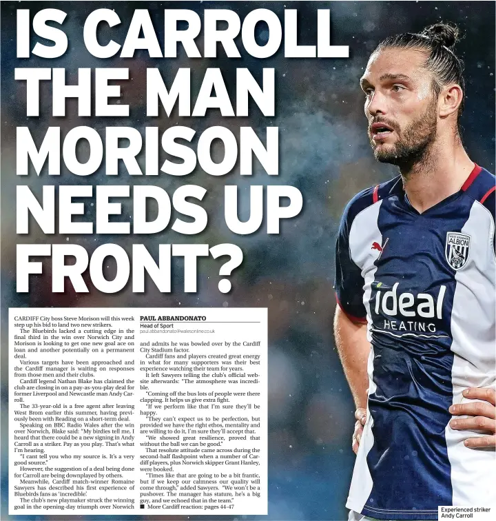  ?? ?? Experience­d striker Andy Carroll