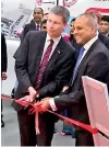  ??  ?? Ports and Shipping Minister Sagala Ratnayaka and German Parliament­ary State Secretary Steffen Bilger cut the ribbon to launch the Sri Lanka Country Pavilion at the Transport and Logistics Fair 2019, Germany