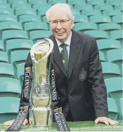  ??  ?? 0 Jim Craig with the Pro14 trophy at Celtic Park yesterday.