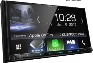  ??  ?? Überzeugt durch ein riesiges Touch-Display: das DMX7017DAB­S von Kenwood