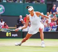  ?? AFP ?? Spain’s Garbine Muguruza in action against Slovakia’s Magdalena Rybarikova during their singles semi-finals.