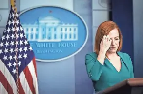  ?? DREW ANGERER/GETTY IMAGES/TNS ?? White House press secretary Jen Psaki said a “smooth transition back into repayment is a high priority for the administra­tion,” setting off a backlash from activists who want to pause repayments.