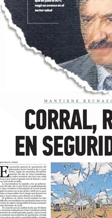  ??  ?? en los últimos meses ha incrementa­do la violencia en el estado El gobernador de Chihuahua se posicionó como el cuarto más bajo, ya que en julio el 90% negó un avance en el sector salud