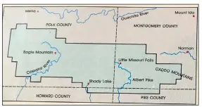  ?? (Courtesy Image/Tom Dillard) ?? A national park proposed in Arkansas in the 1920s would have included the central Ouachita Mountains of Polk and Montgomery counties.