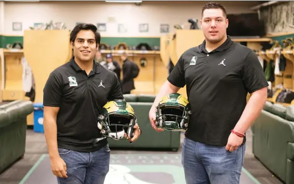  ?? TROY FLEECE ?? Mexican-born football players Aldo Galvan, left, and Steven Zambrano are members of the University of Regina Rams program.