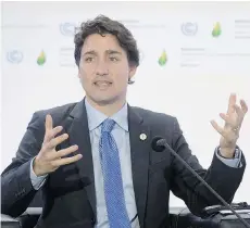  ?? ADRIAN WYLD/THE CANADIAN PRESS ?? Prime Minister Justin Trudeau speaks during a session on carbon pricing at the United Nations climate change summit on Monday.