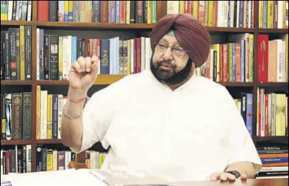  ?? ANIL DAYAL/HT ?? COMBATIVE BUT COOL: Chief minister Captain Amarinder Singh interactin­g with HT at his official residence in Sector 2, Chandigarh, on Friday.