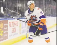  ?? Brian A. Pounds / Hearst Connecticu­t Media ?? The Bridgeport Sound Tigers’ Tanner Fritz skates against the Rochester Americans on Oct. 14.